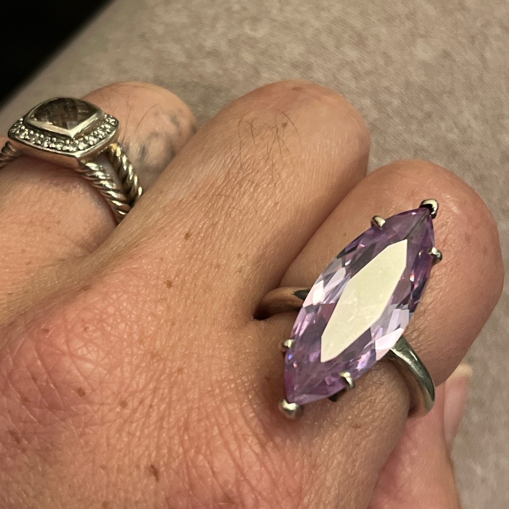 Sterling Silver Marquise Cut Lavender Stone Ring